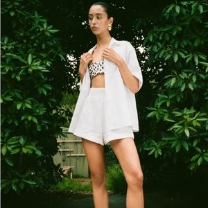 Reformation Aventura Linen White Shirt